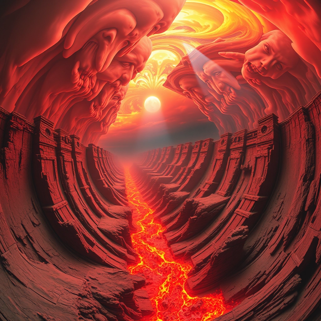 Psychedelic panoramic image of hell