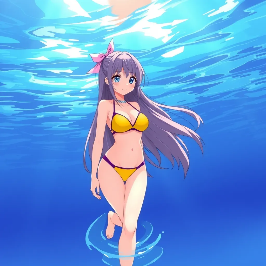 Cute anime girl wearing swimsuit - Image