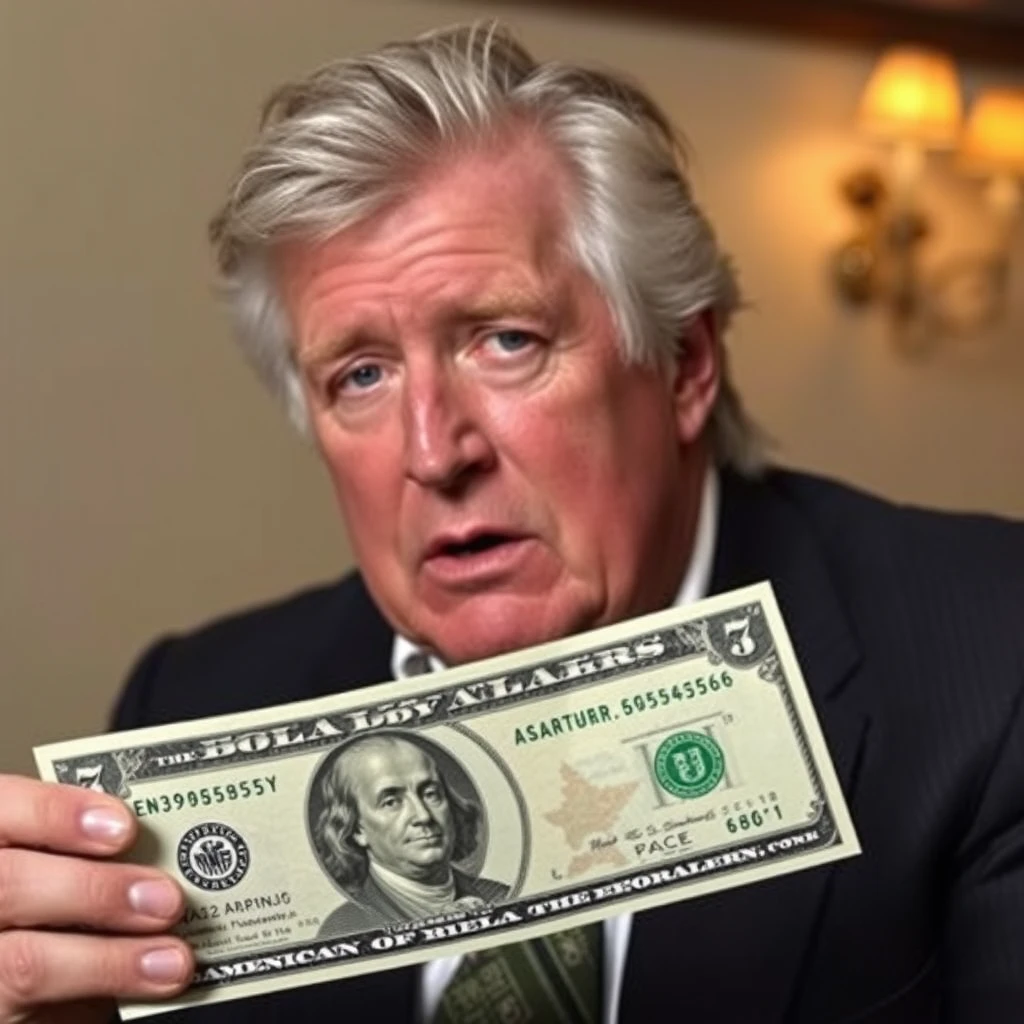 Gary Busey on the American $7 bill, printed money. - Image