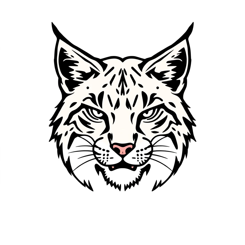 Hand-drawn logo of a Lynx head, simple. - Image