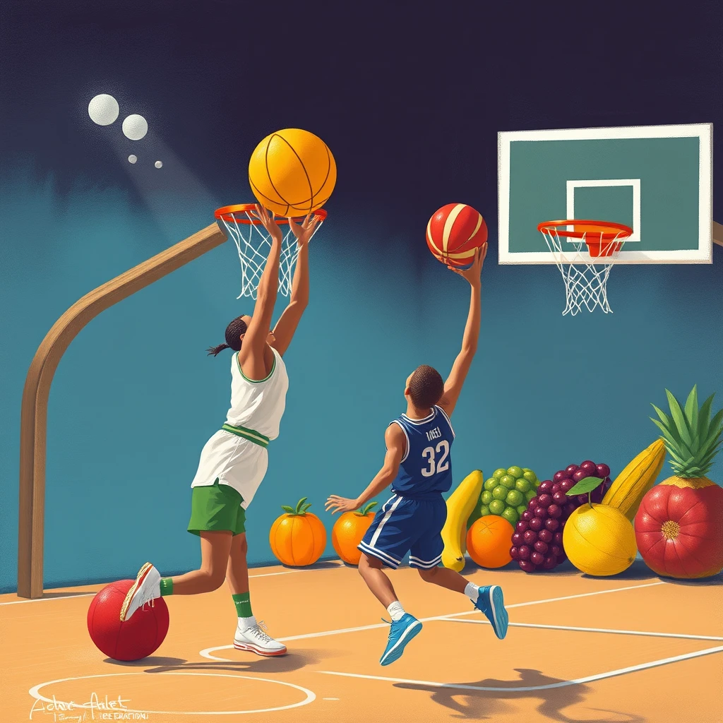 fruits playing basketball - Image