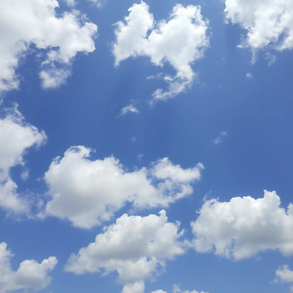 blue sky, wind, summer, a lot of white clouds