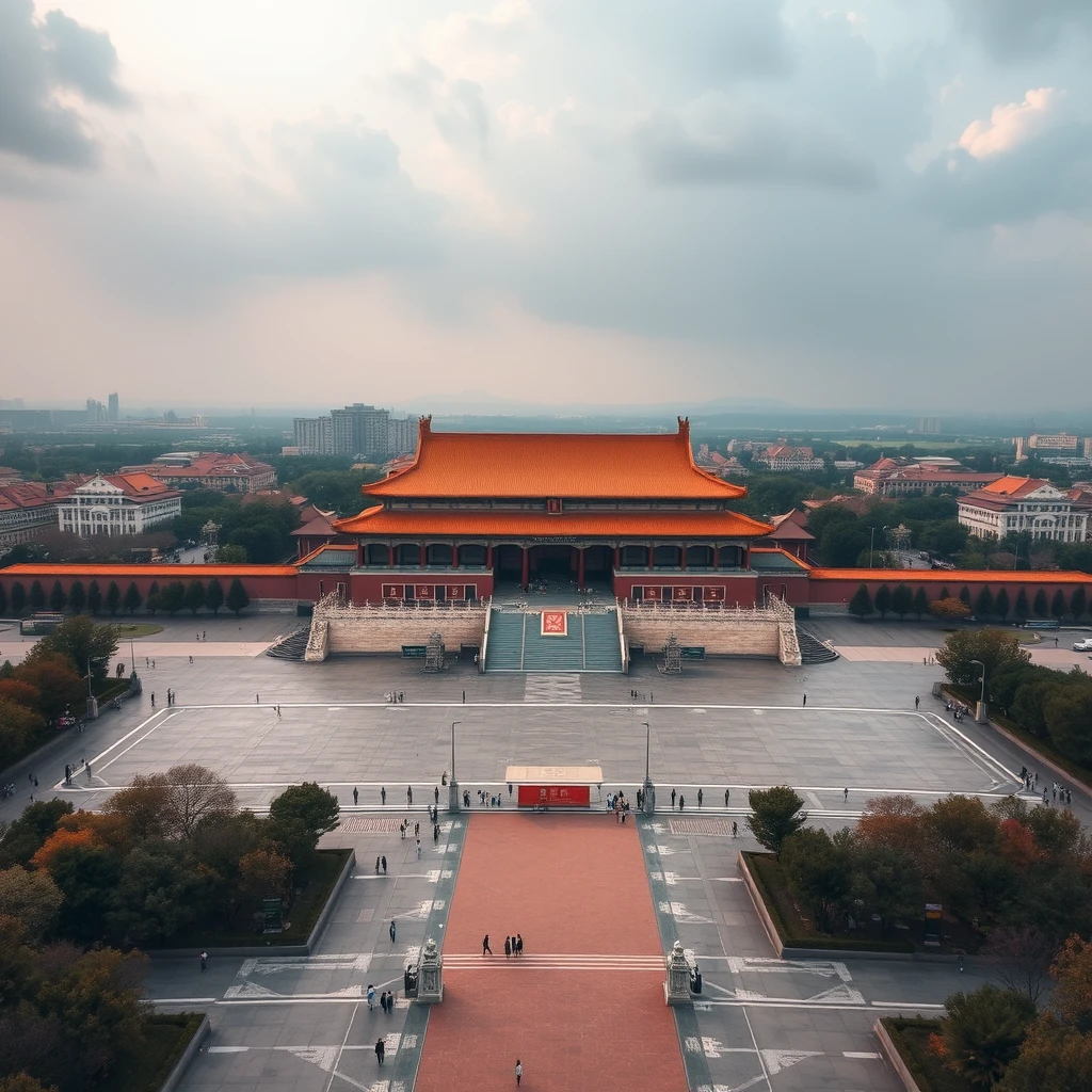 Aerial view of Tiananmen Square, Beijing