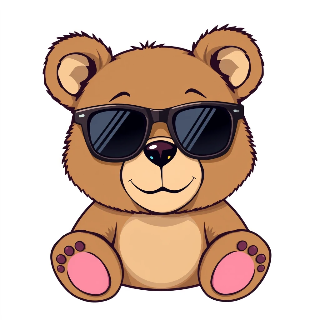 teddy bear wearing sunglass, flat 2d, vector, white background, professional tshirt design vector