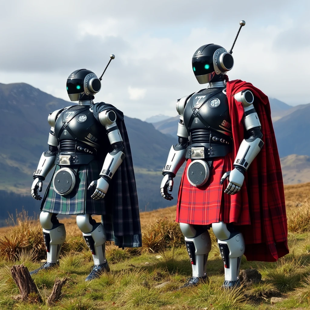 Scottish robots wearing kilts in the Highlands - Image