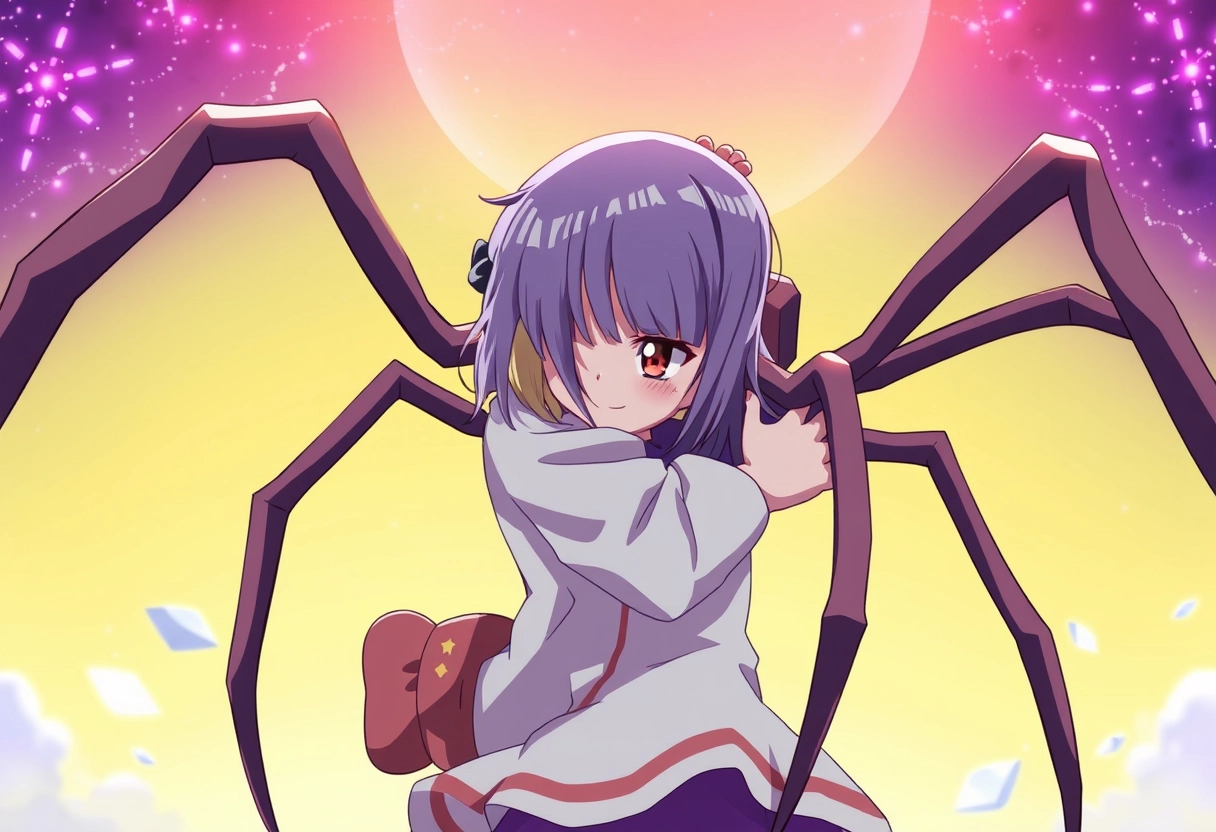 Girl hug a big spider anime - Image