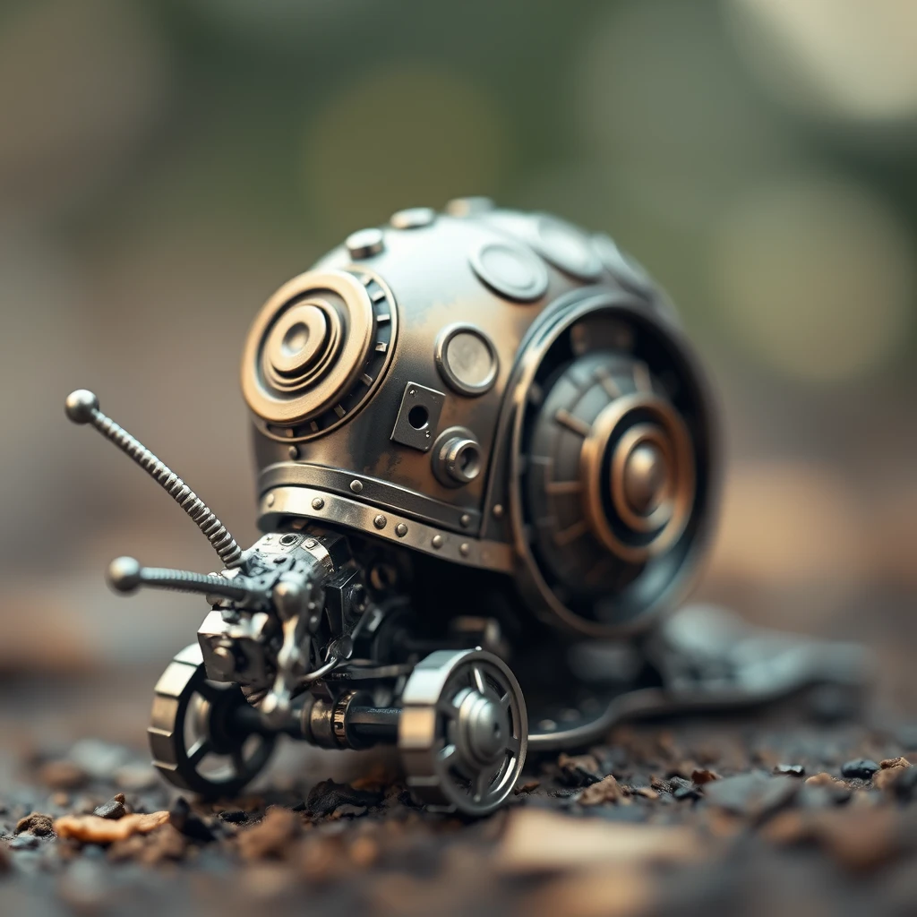 a mechanical snail robot, intricate detail, bokeh - Image