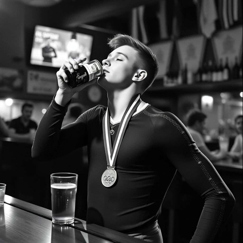 Olympic gold medal gymnast drunk in a bar - Image