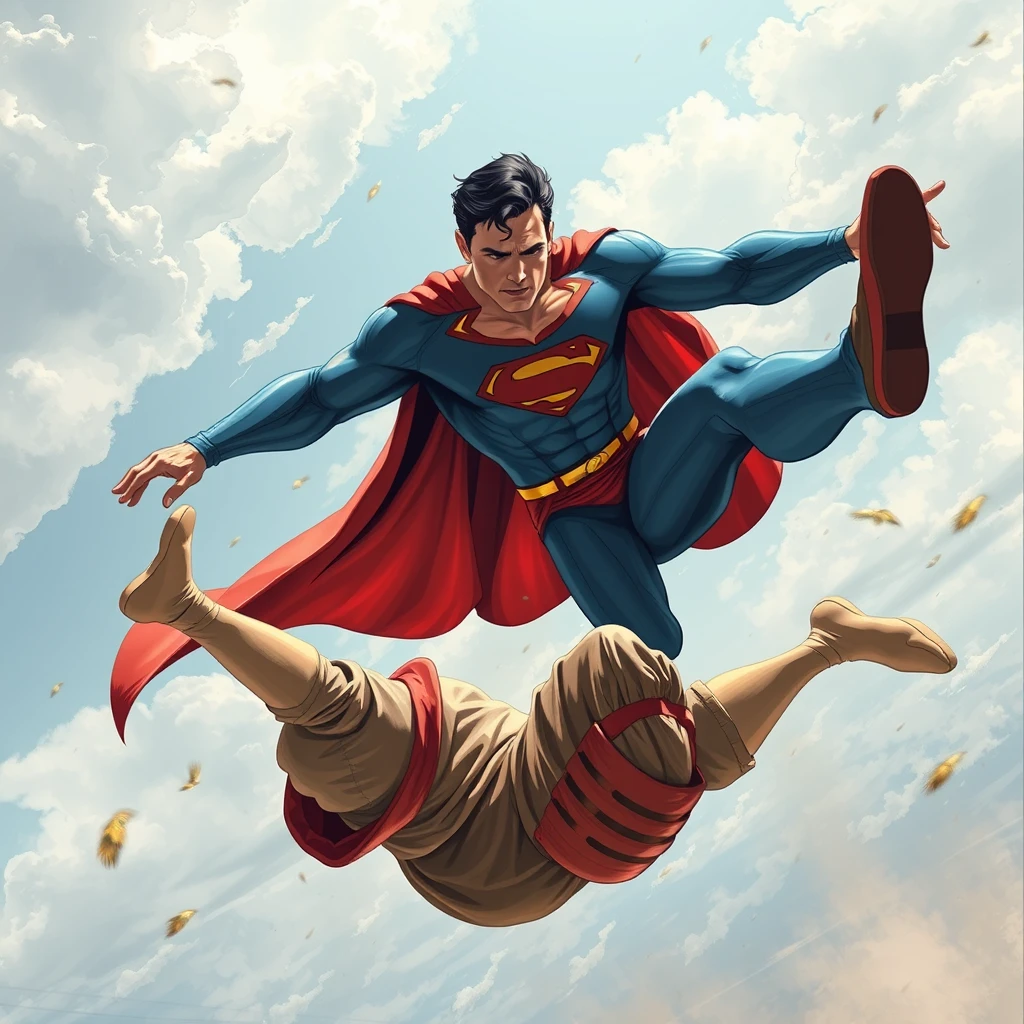 superman swooping in to save the day - catching a person falling - Image