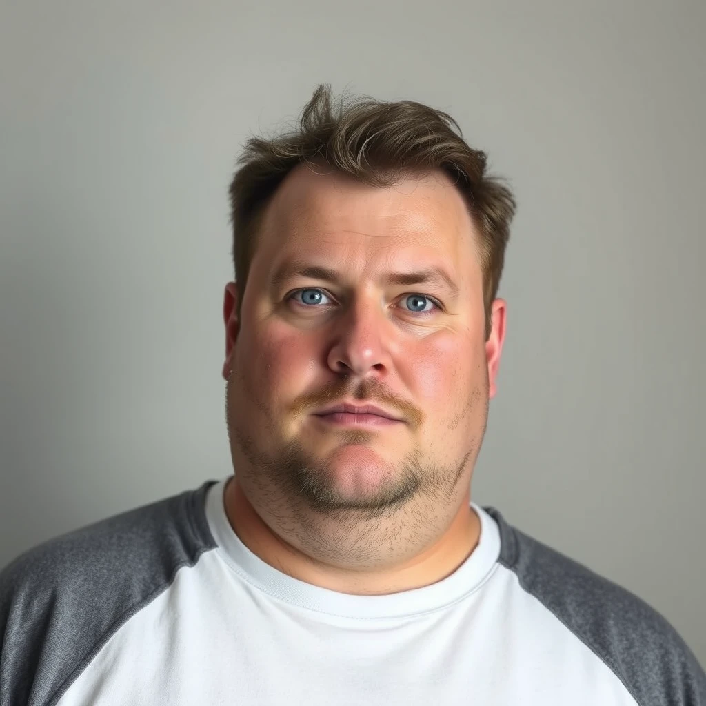 Portrait of a handsome, overweight Caucasian man with a Roman nose.