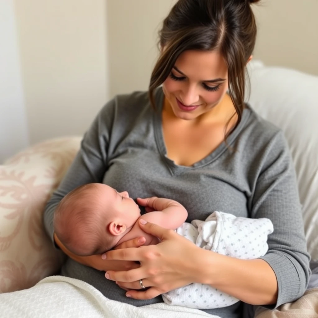 woman breastfeeding baby - Image