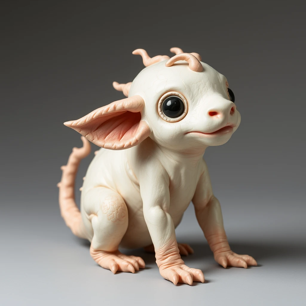 Sculpture of a baby creature in the style of Patricia Piccinini. - Image