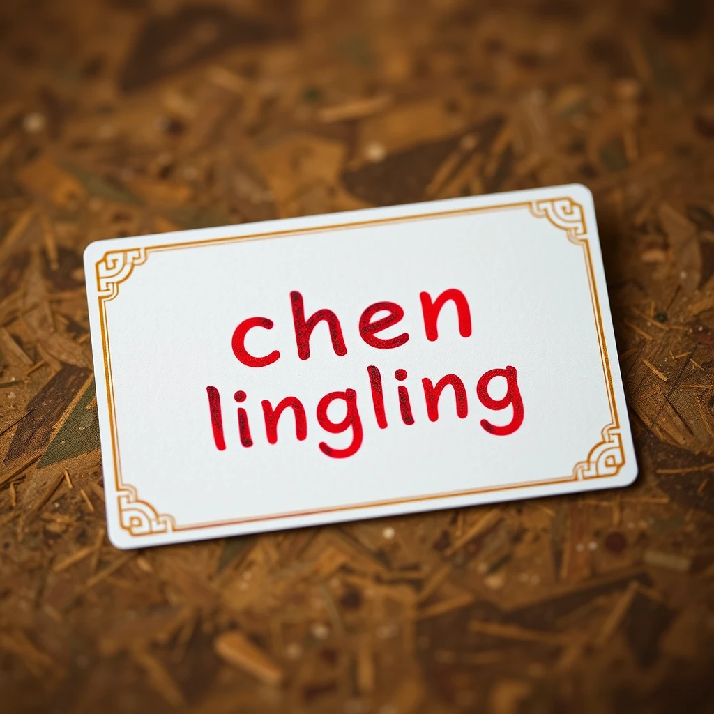 a card which writes "chen linglling"