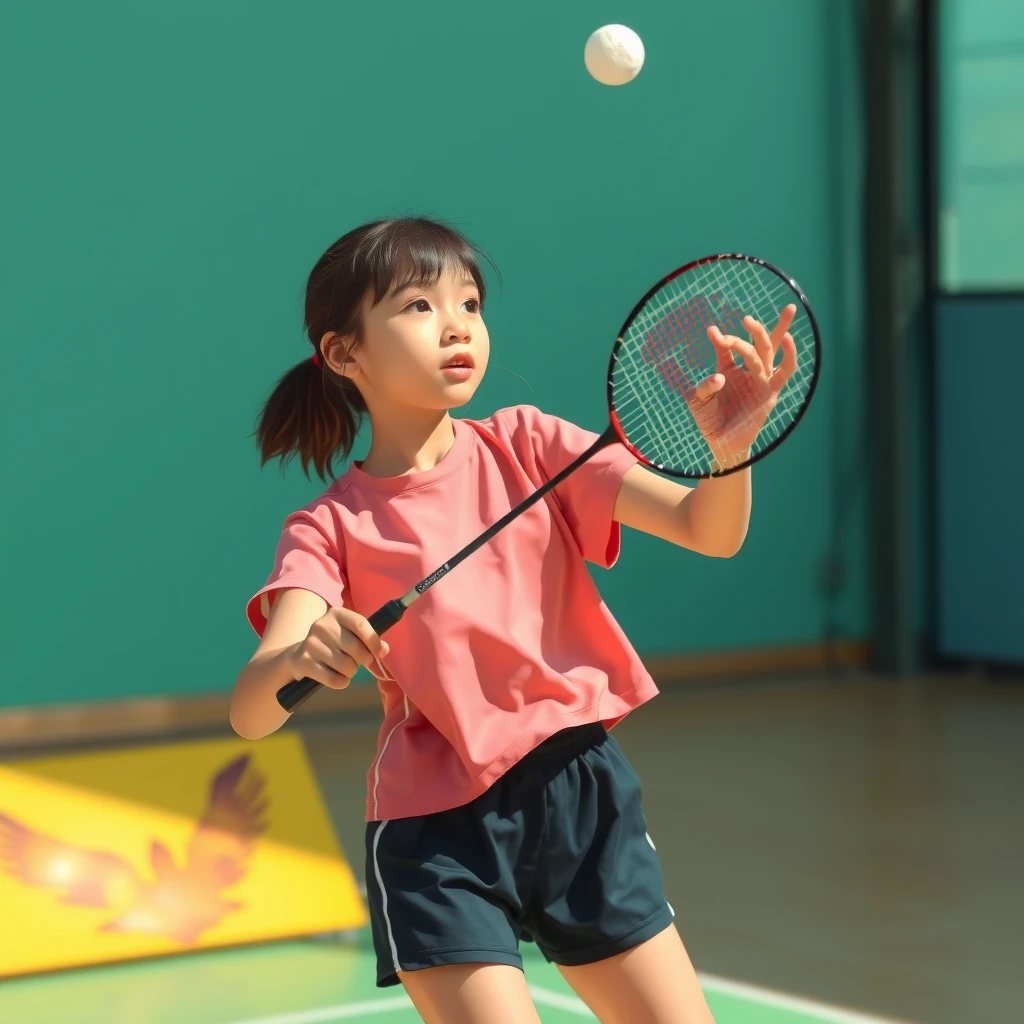 A girl playing badminton - Image