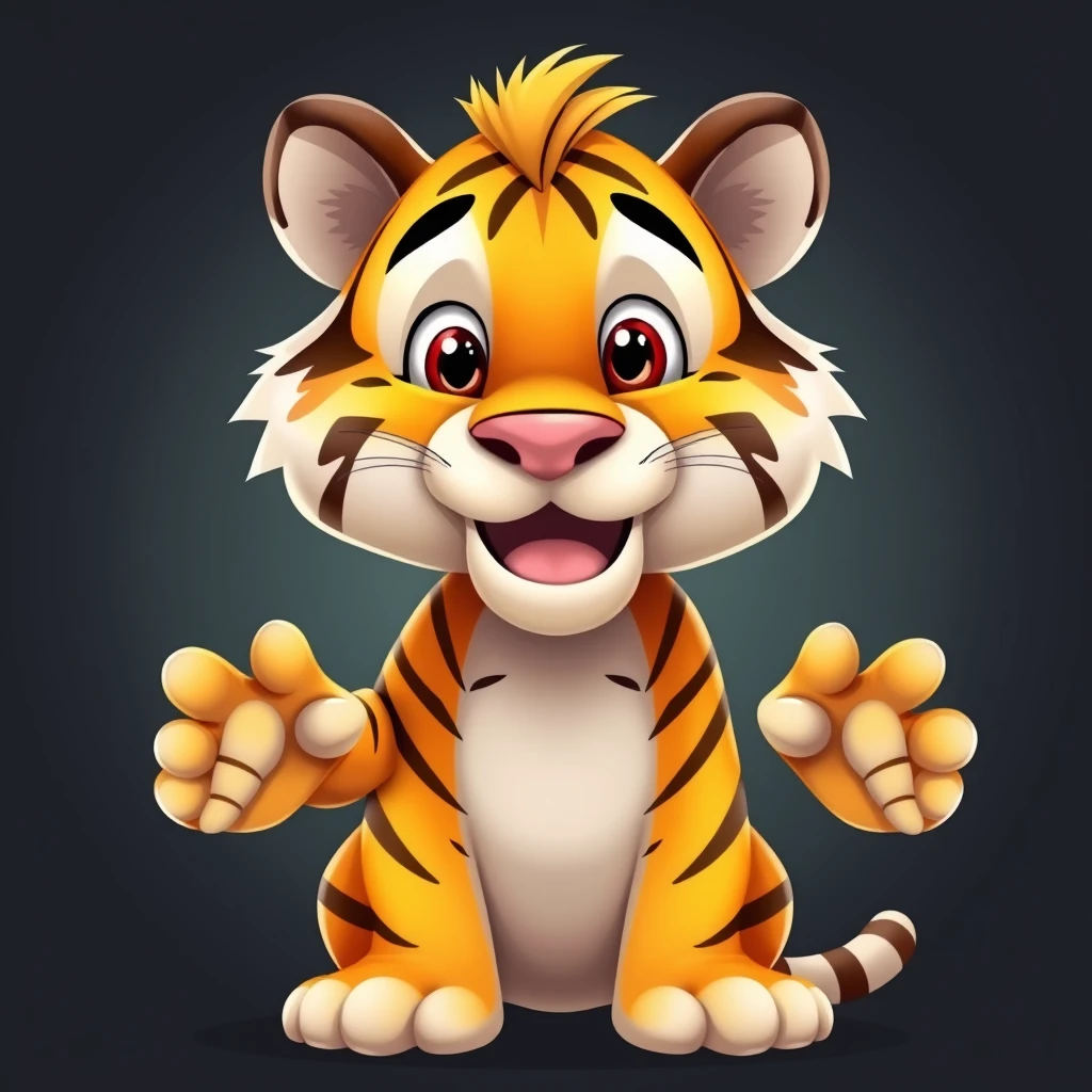 a cute tiger emote in a cartoon format giving a smile towards the viewer - Image