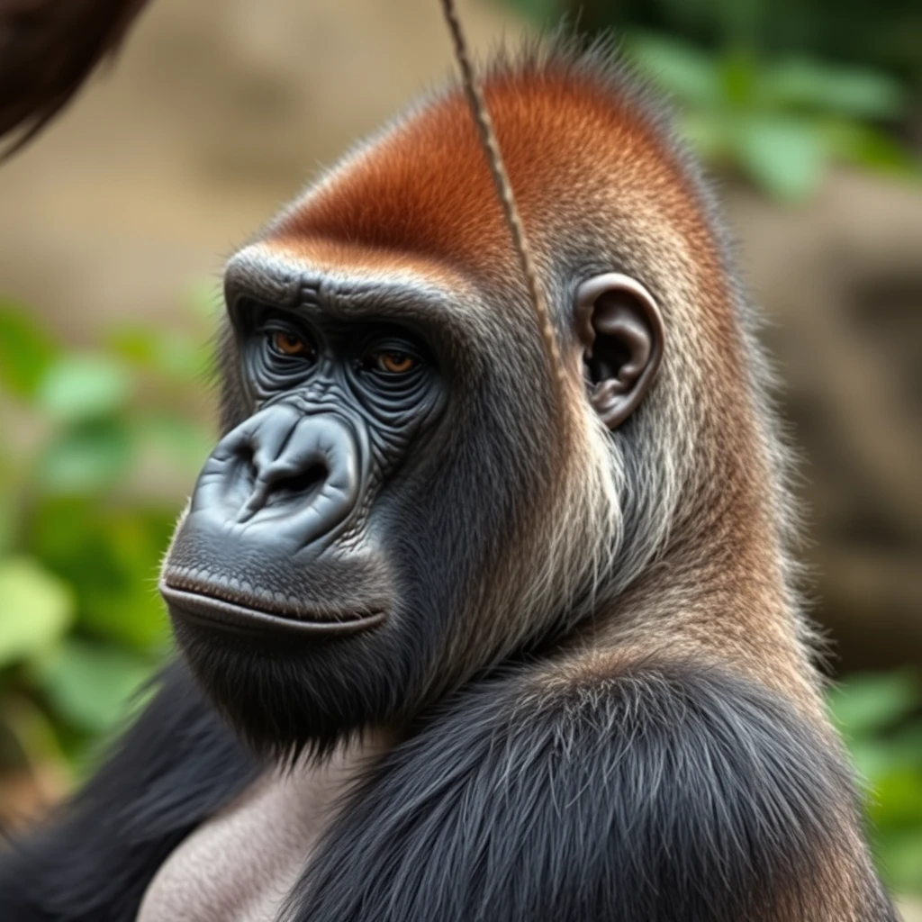 gorilla, close up, human haircut, shaved side - Image