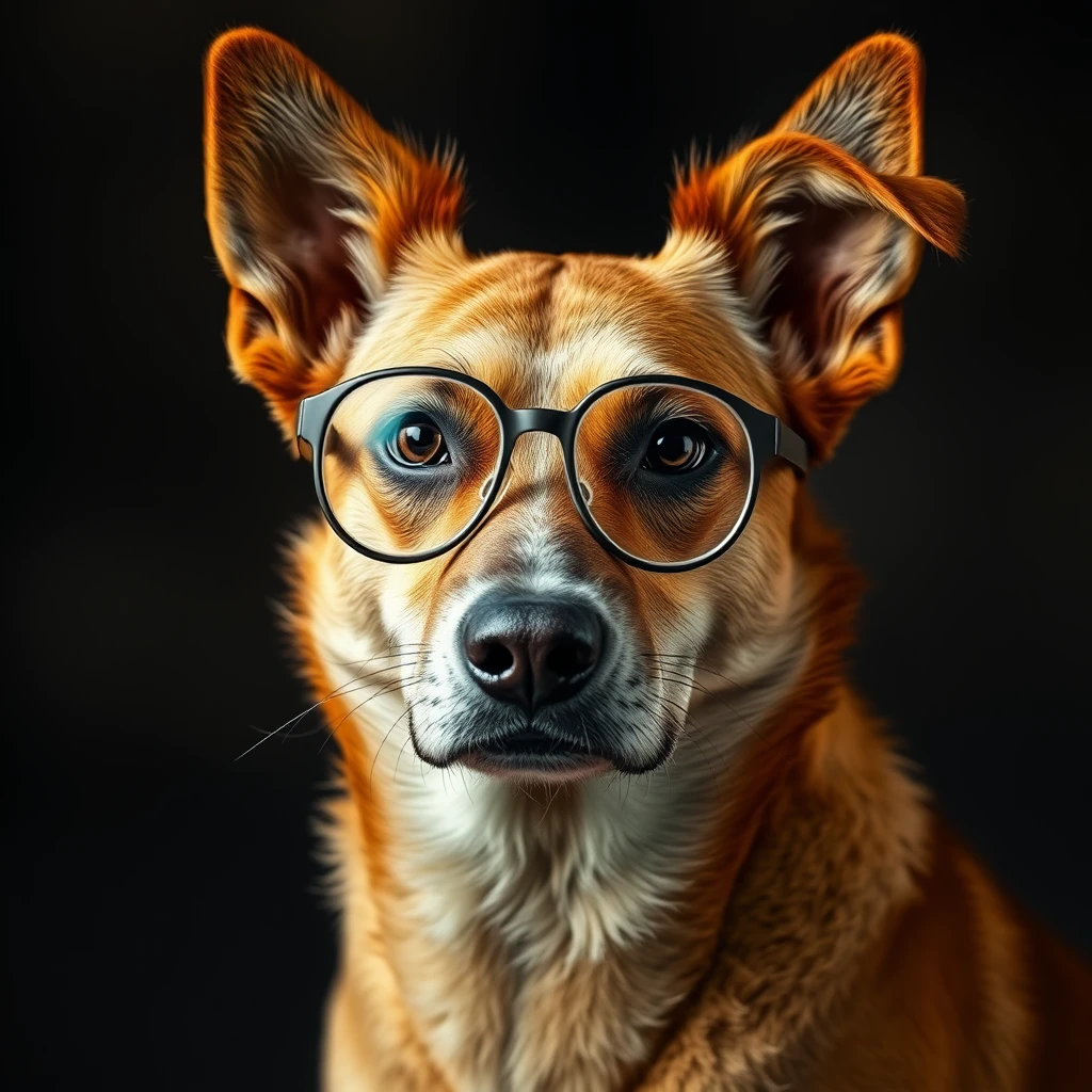 a dog with glass - Image