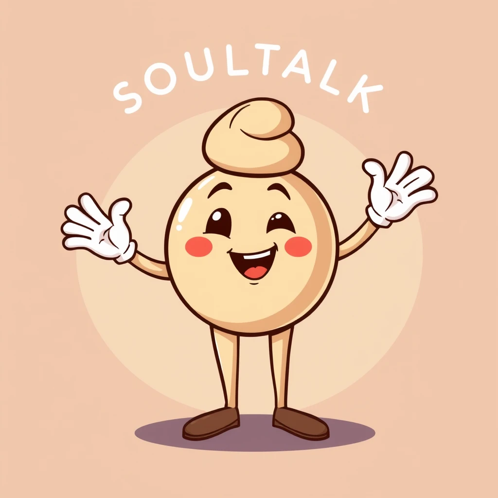 Create a mascot for a pastry cafe called Soultalk Pastry. Having body parts that resemble a bun. Inviting poses.