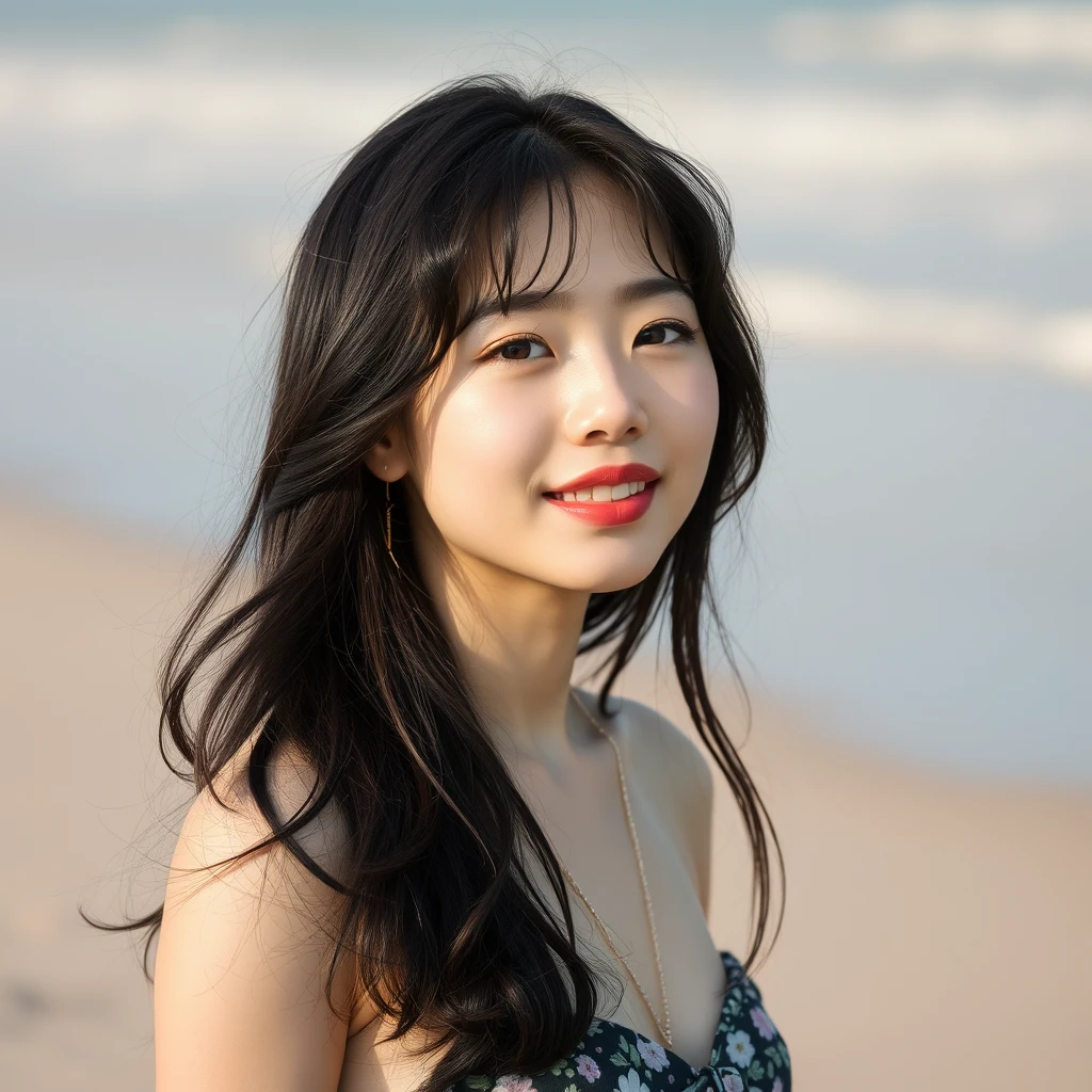 korean girl on the beach - Image