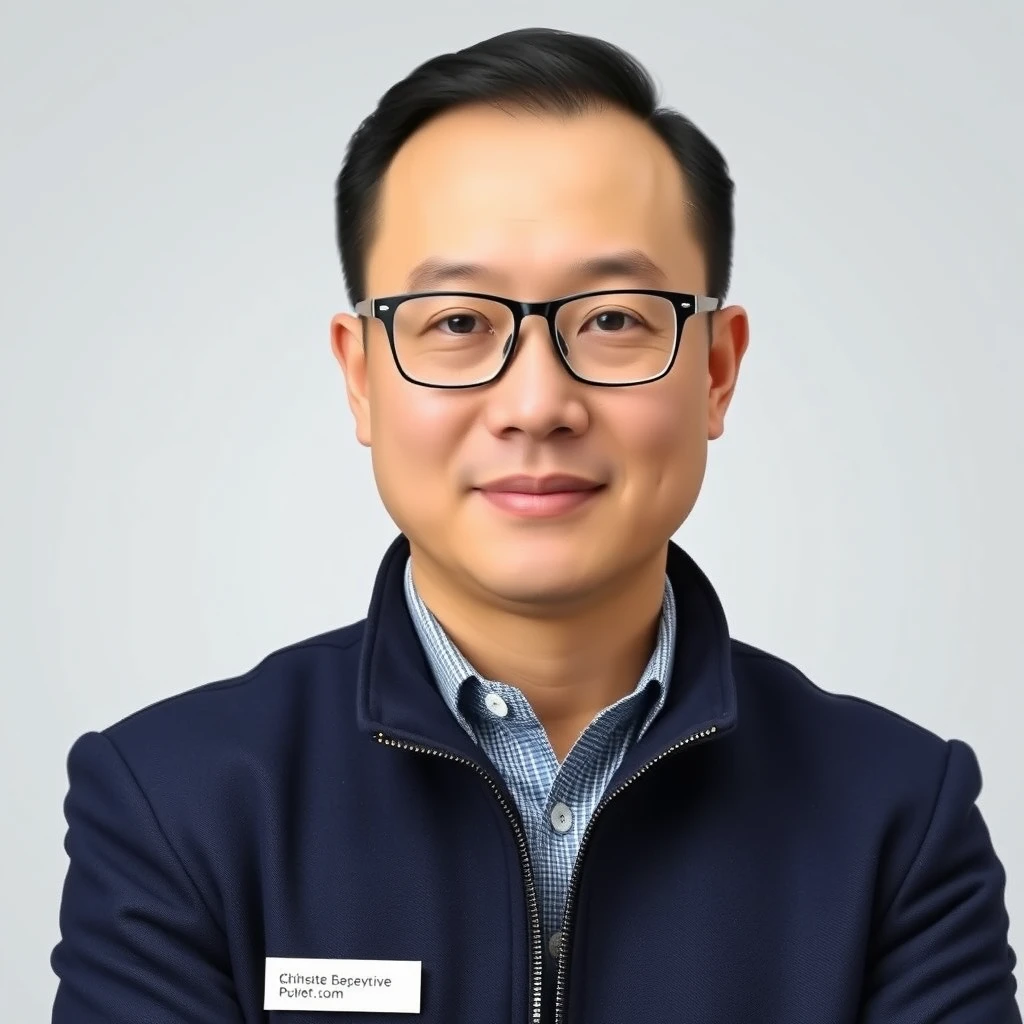 Generate a 3D photo of a Chinese male insurance agent from AIA. He does not wear spectacles. 35 years old, posing for his portrait photo.