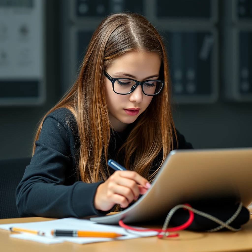 A girl coding for LLM - Image