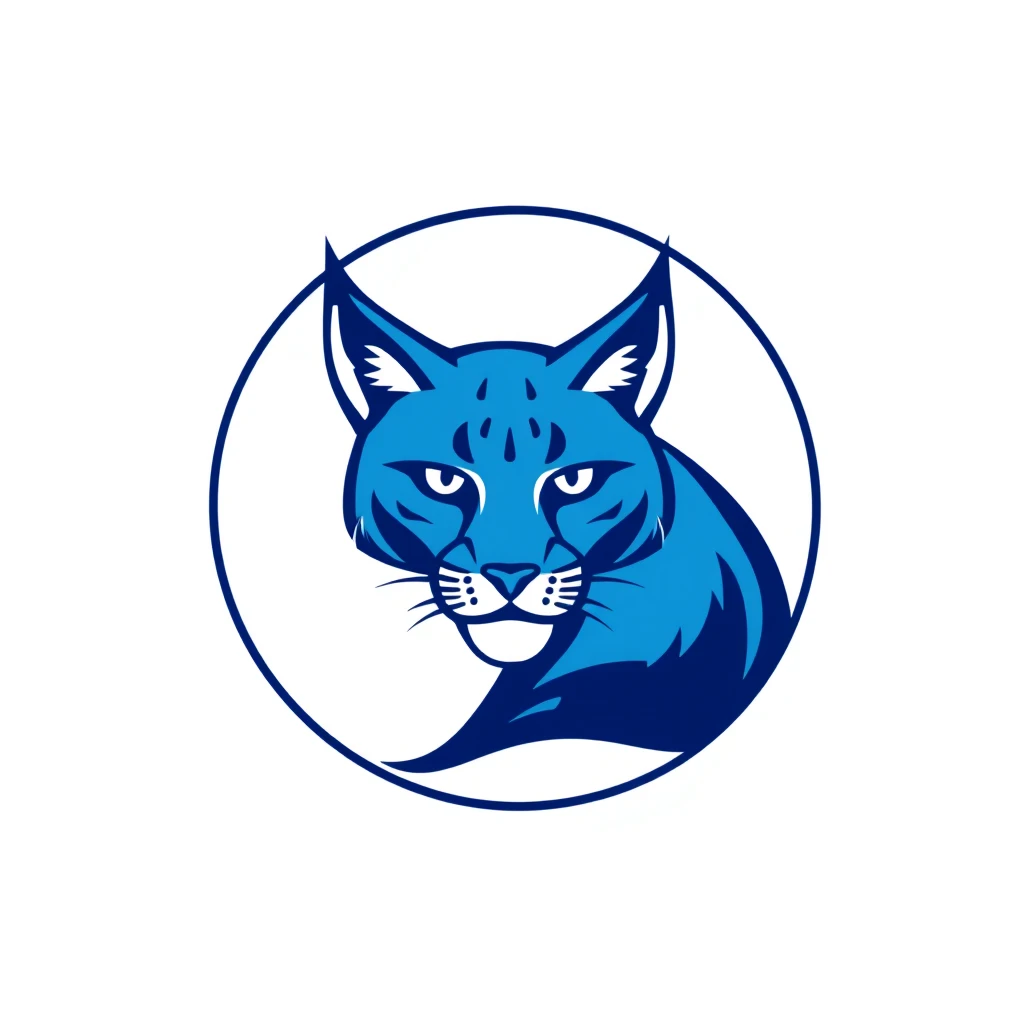 a logo of a blue lynx in a circle