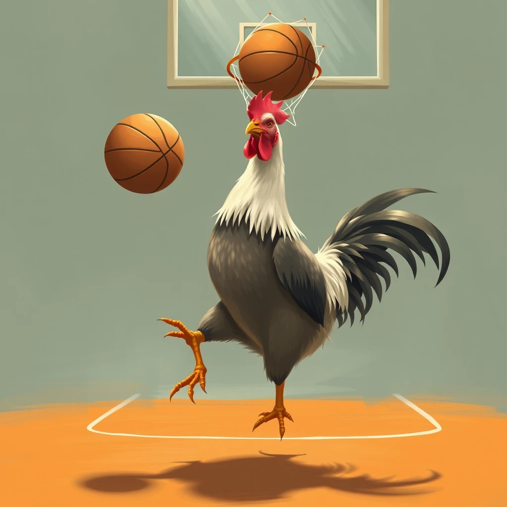 chicken play basketball