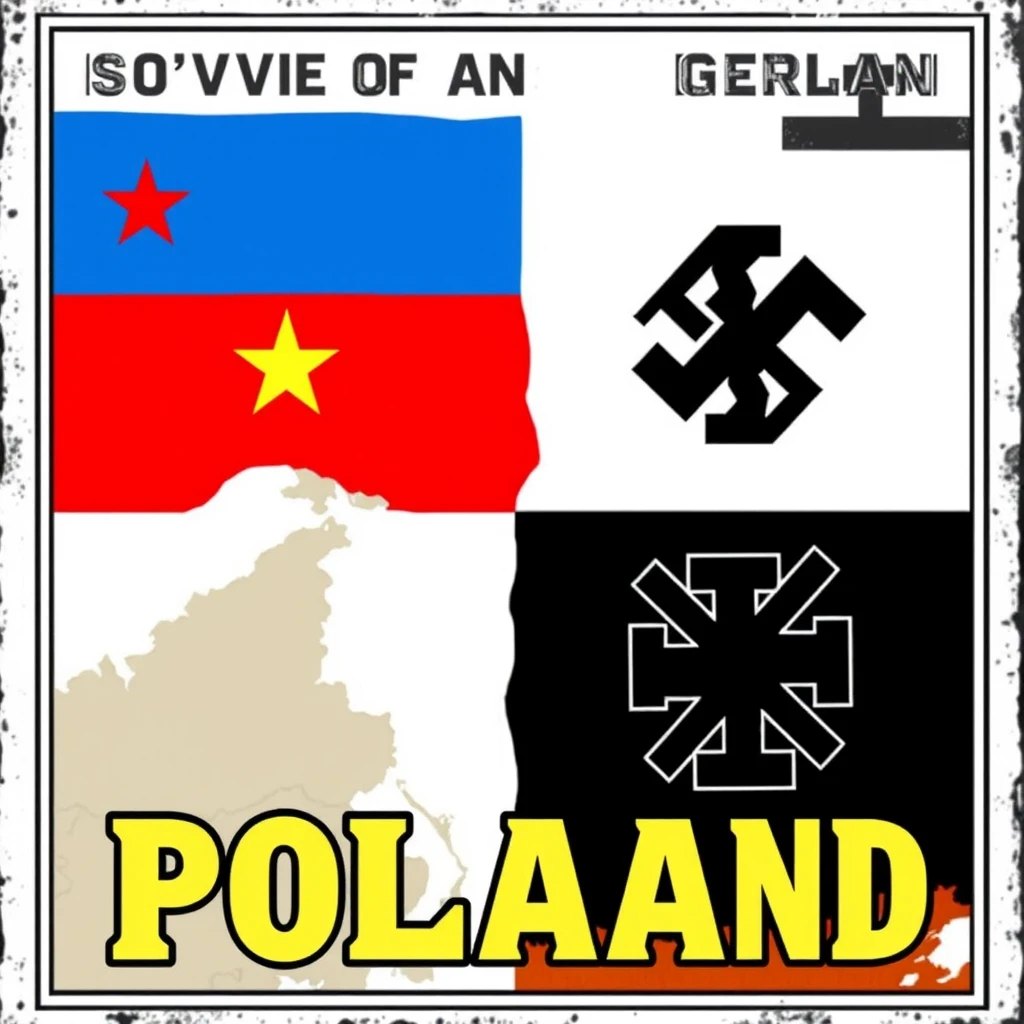 A poster showing the Soviet Union and the German Reich dividing Poland.