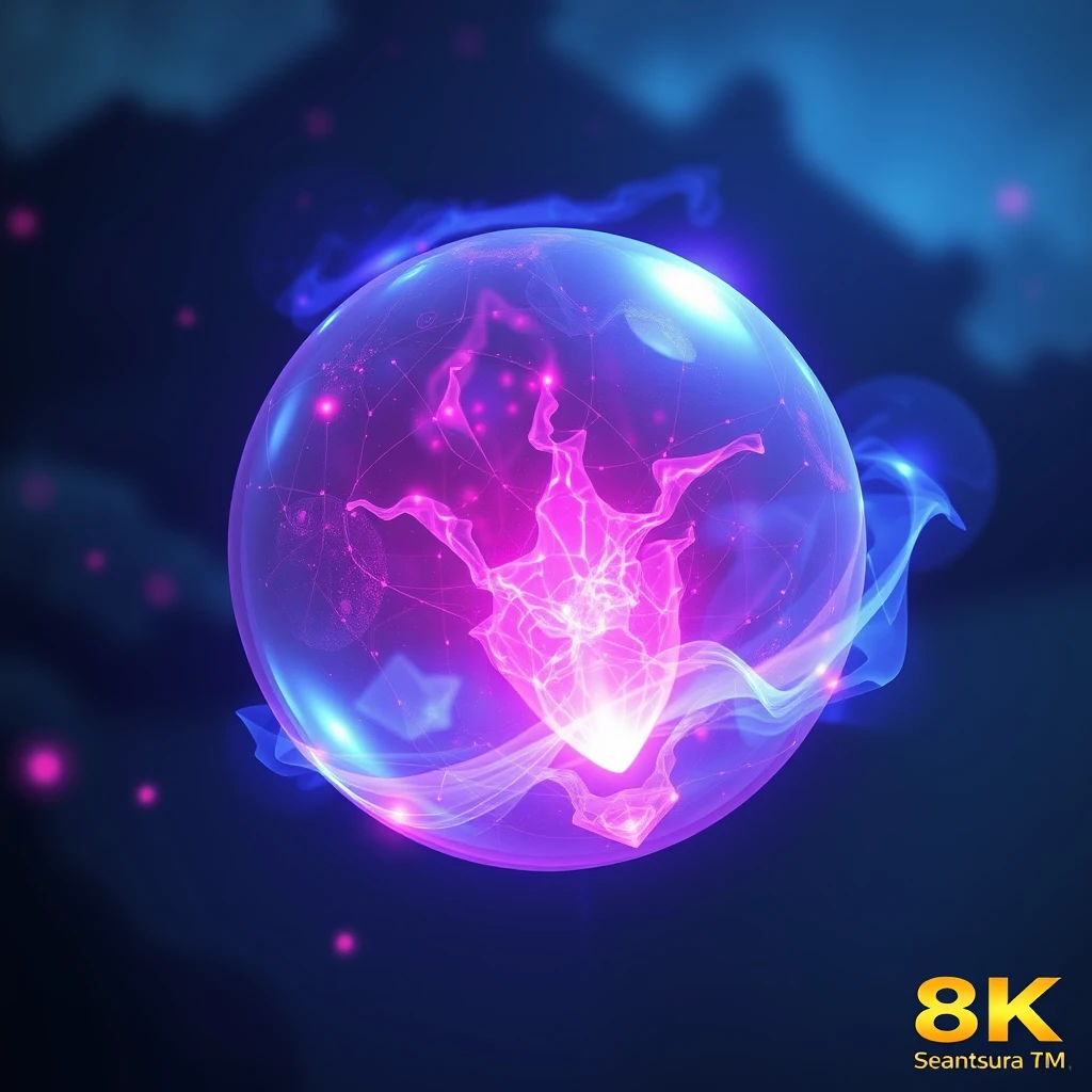 Spirit power sphere, glowing, game style, 2D, ultra high definition picture quality, 8k