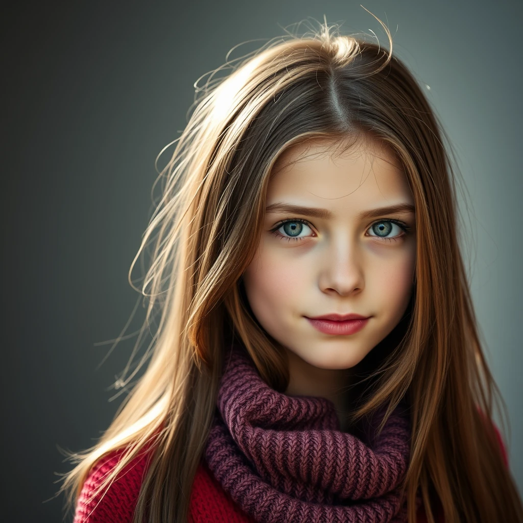 A girl aged 14-19, type: attractive, country: Russia. Now as a professional photographer, make a portrait of her. - Image