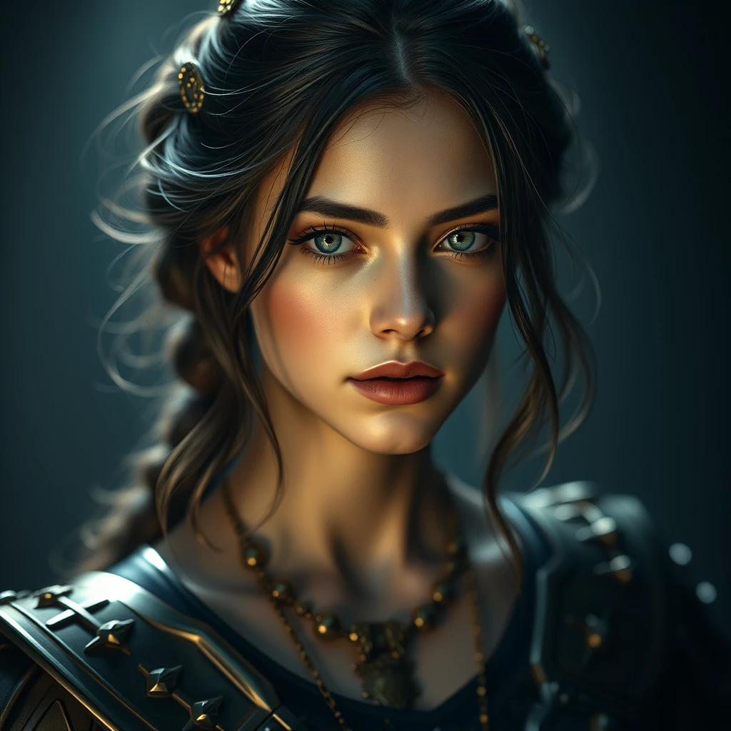 best quality, masterpiece, highres, 1girl, medieval armor, hair ornament, necklace, jewelry, Beautiful face, upon_body, tyndall effect, photorealistic, dark studio, rim lighting, two tone lighting, (high detailed skin:1.2), 8k uhd, dslr, soft lighting, high quality, volumetric lighting, candid, Photograph, high resolution, 4k, 8k, Bokeh - Image