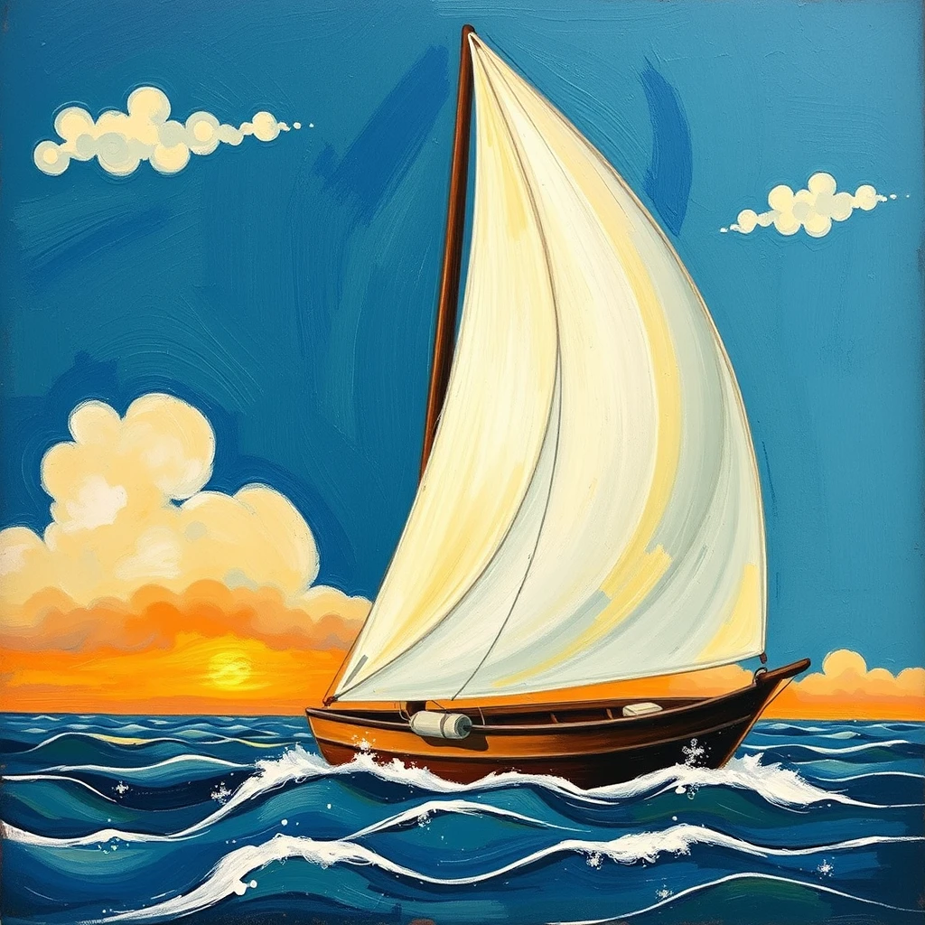 sail with the wind, folk art paintings