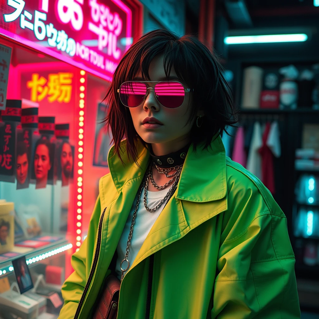 wear shop, cyberpunk style, no one