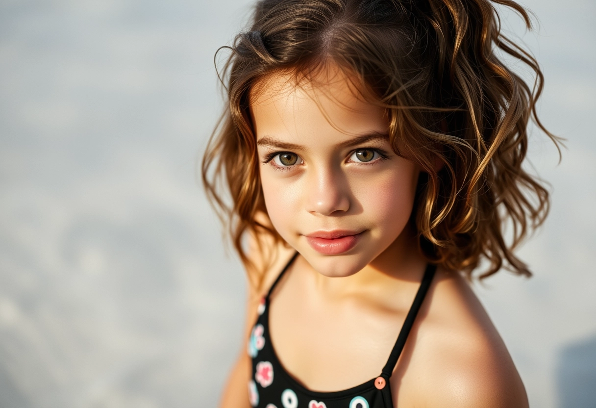 young female girl wearing swimsuit