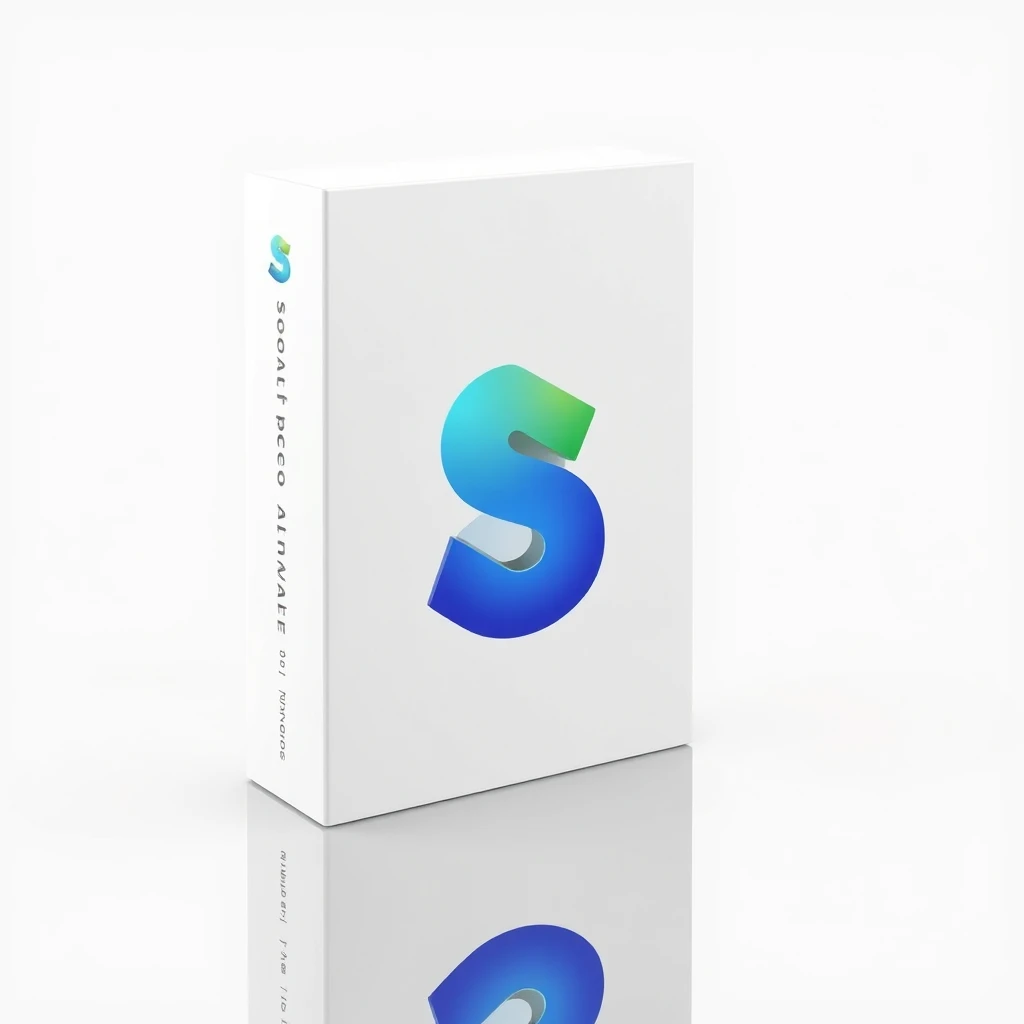 A 3D box of software app with bottom reflection.