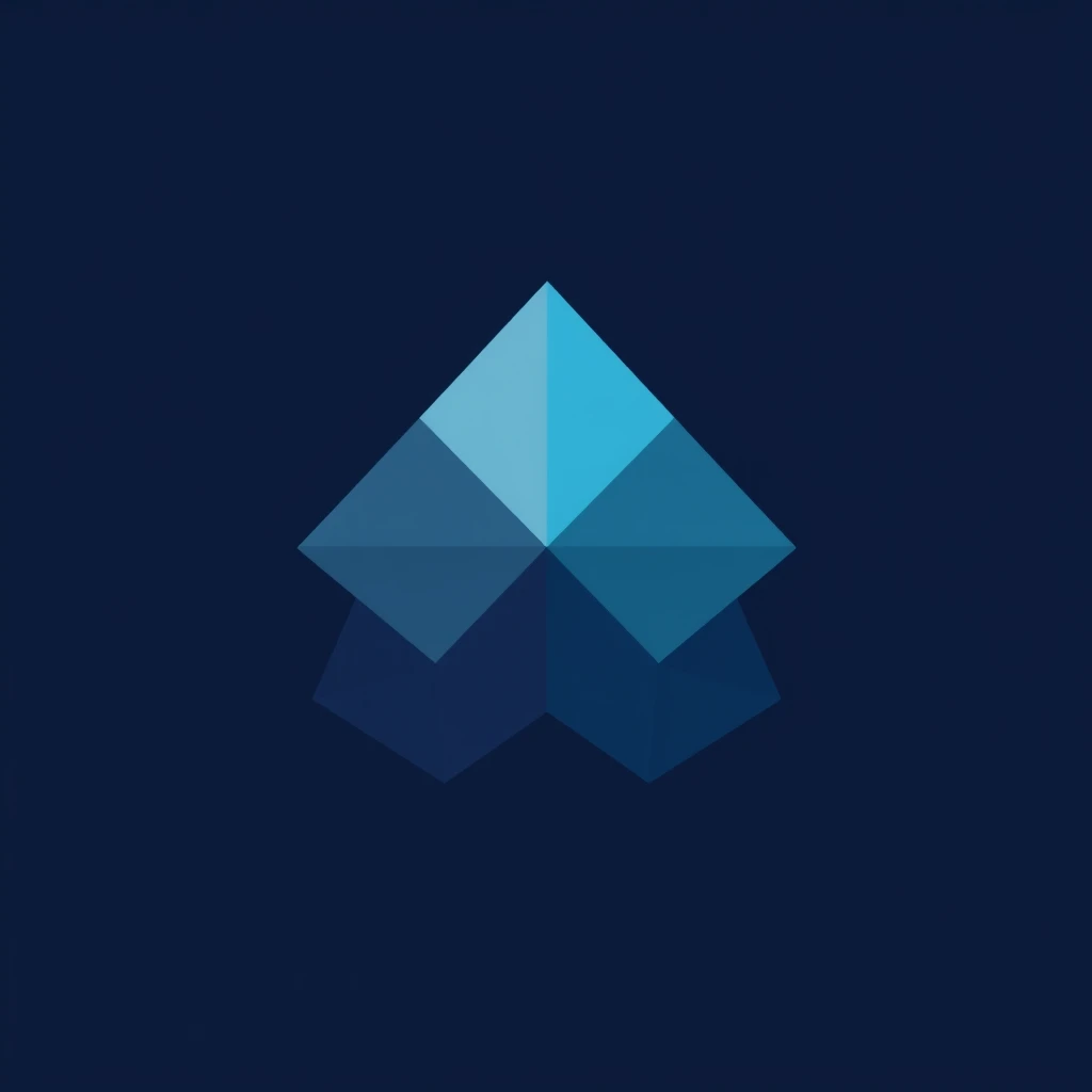 Create an icon made up of geometric shapes in cool tones.