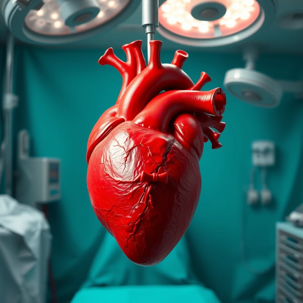 realistic heart in surgery room