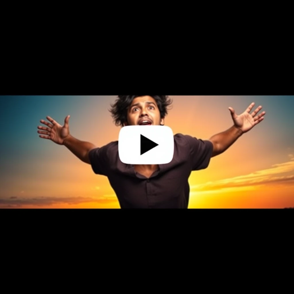 A horizontal YouTube thumbnail featuring a person emerging from a dark, ominous shadow, symbolizing transformation, against a vibrant, gradient background that transitions from deep blues to radiant oranges, evoking a sense of empowerment and positivity. The individual, with a determined facial expression, slightly tilted head, and outstretched arms, exudes energy and confidence, as if embracing the unknown. Their skin tone is a warm, golden brown, and their hair is dark, messy, and slightly windswept. The overall design is dynamic, uplifting, and attention-grabbing, inspiring viewers to click and learn more. - Image