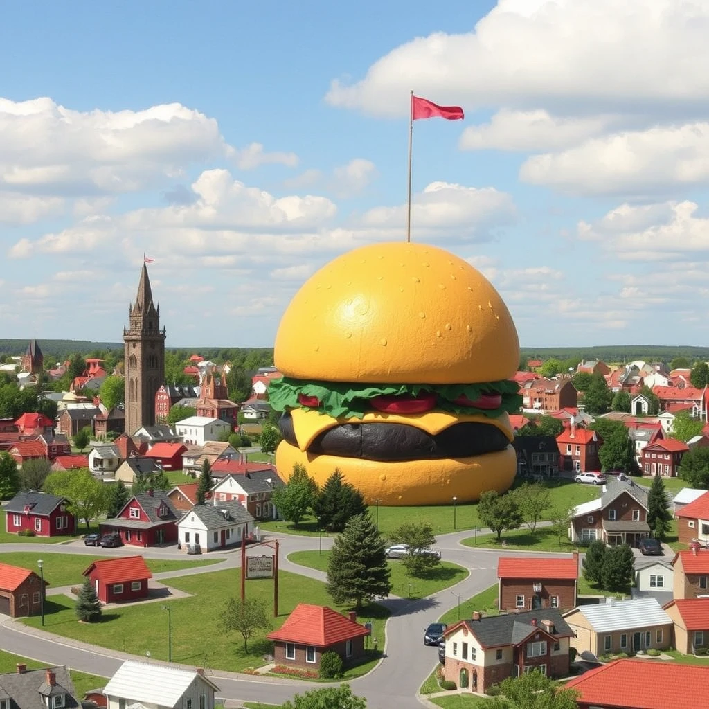 A town where every building is a cheeseburger. - Image