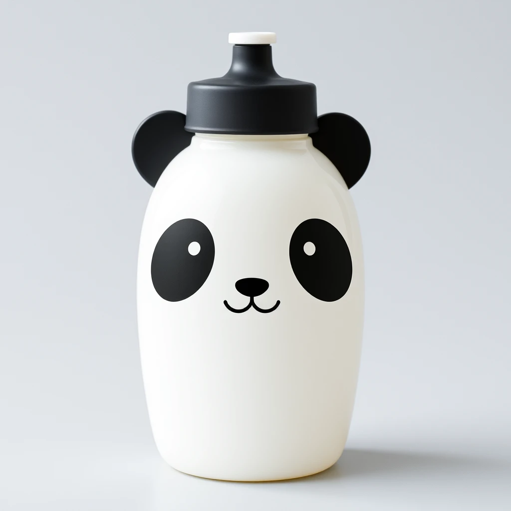 A panda-shaped water bottle.