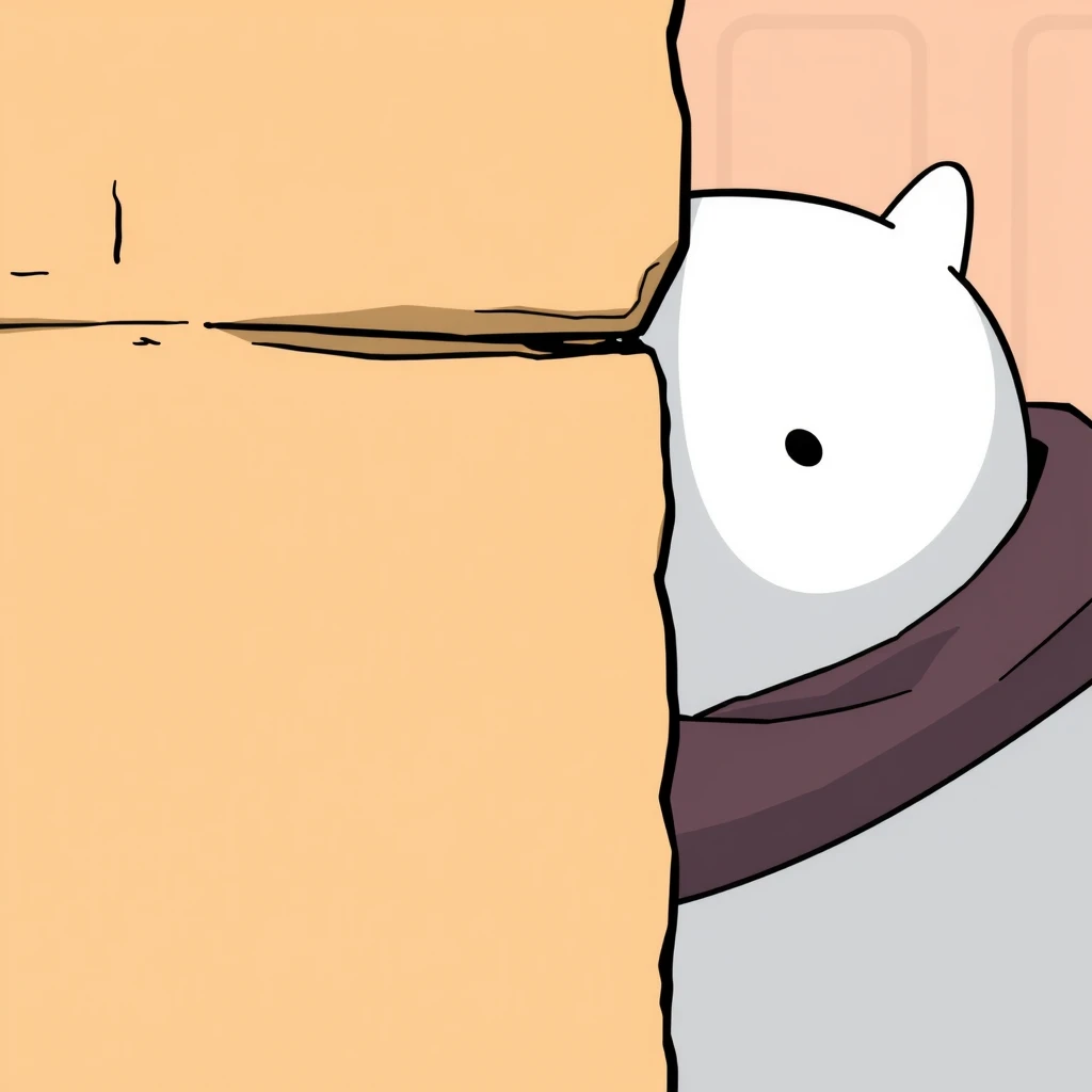 "Baymax peeking part of his face from behind the wall." - Image