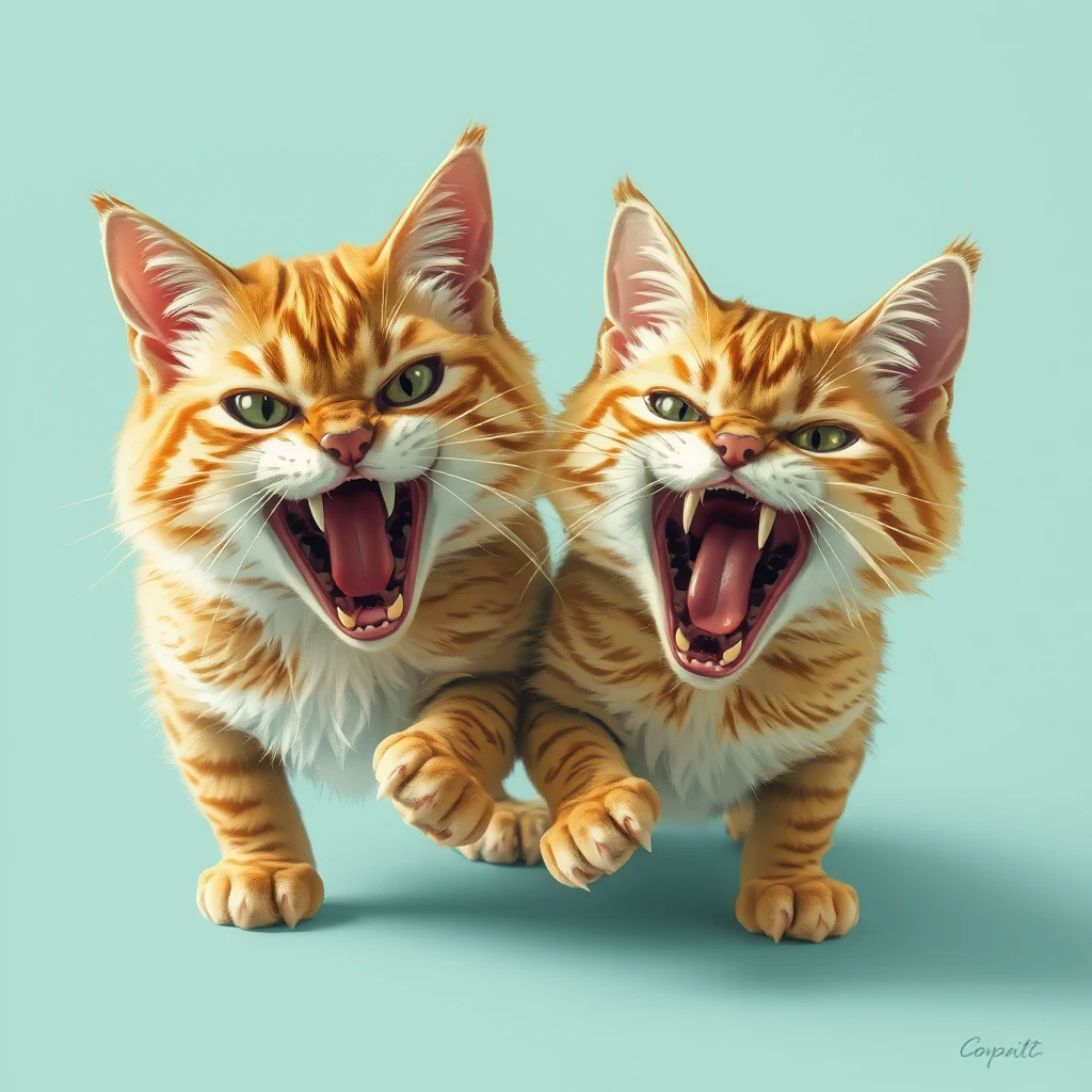 two angry cats