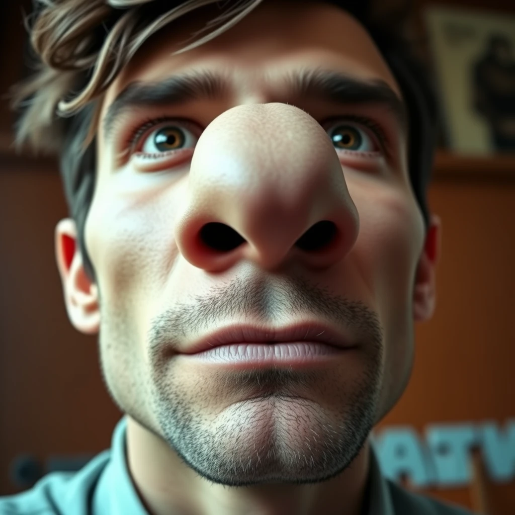 A handsome man with a large nose.