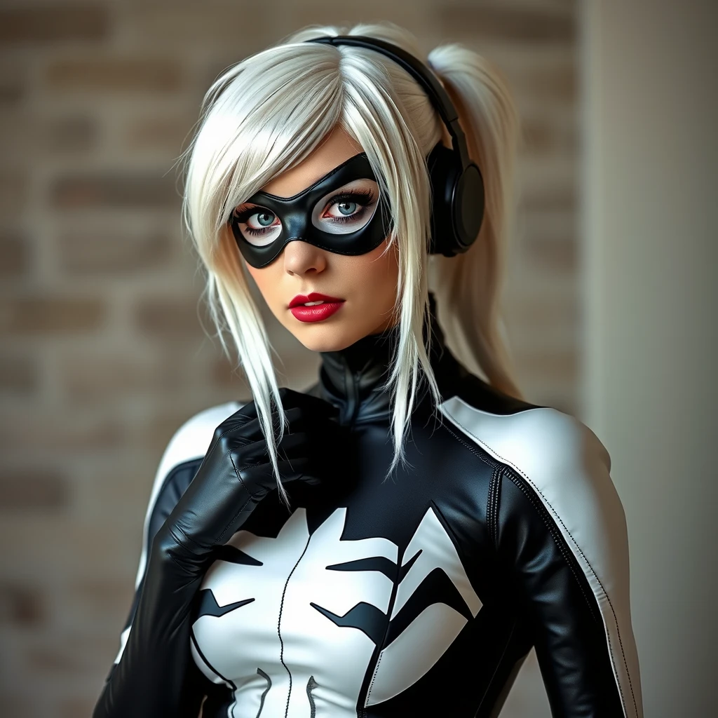 Gwen Stacy cosplay. White-black.