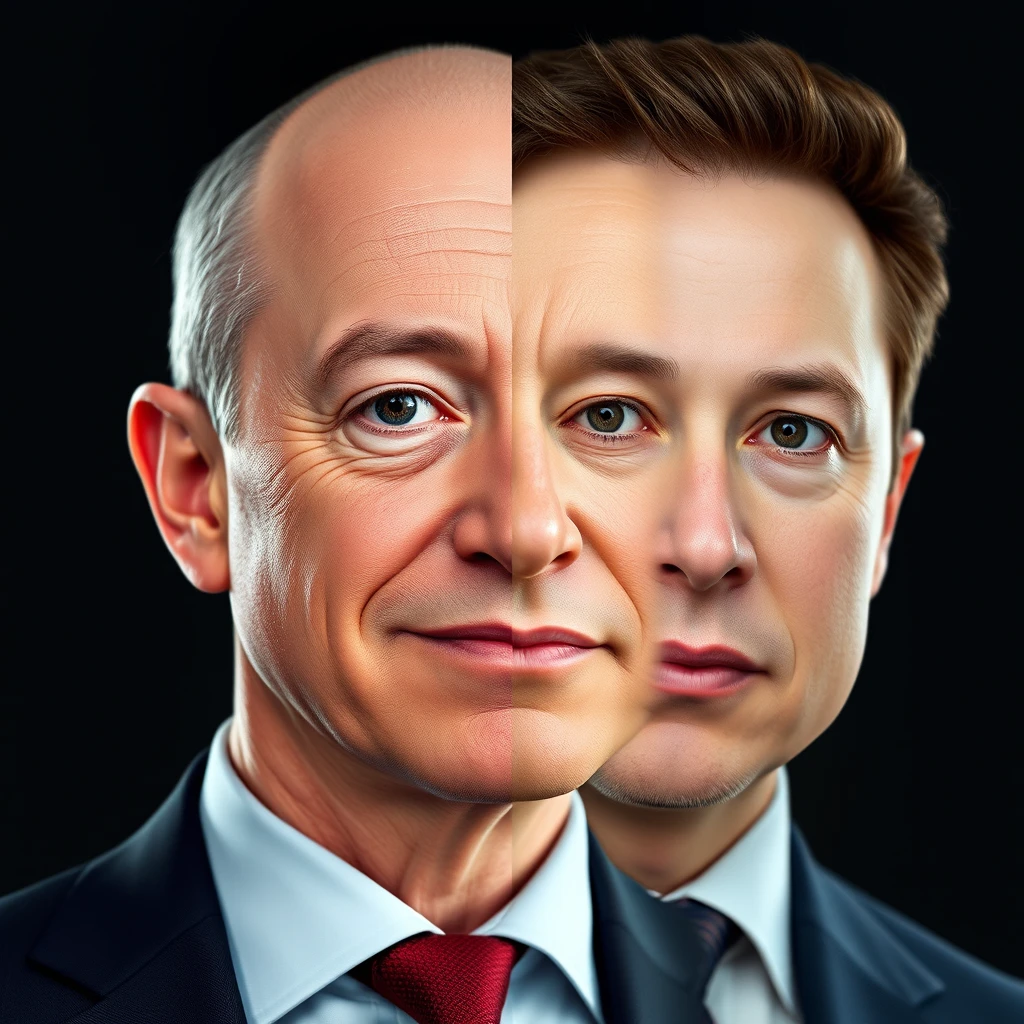 Hyper realistic Jeff Bezos and Elon Musk hybrid - Image