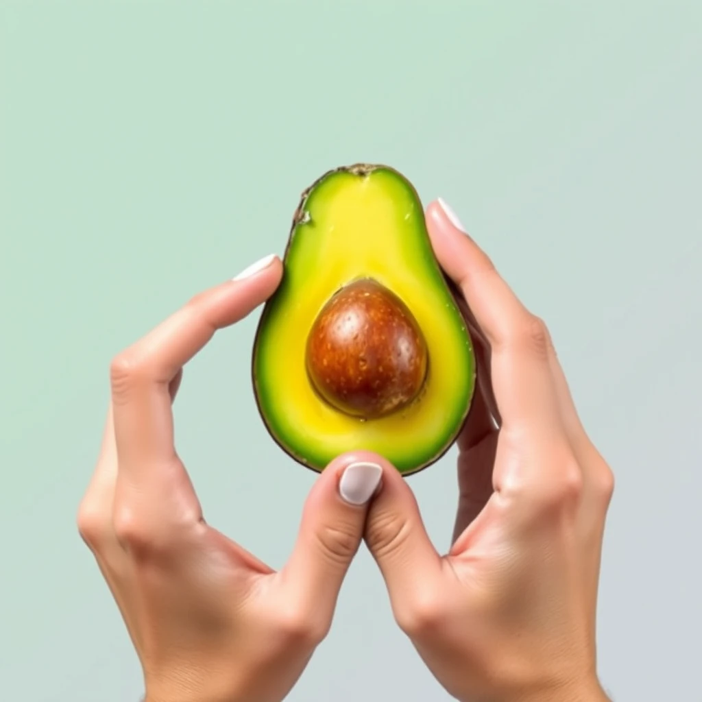 Avocado with hands making heart gesture - Image