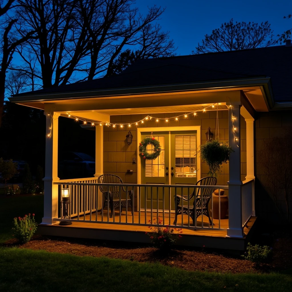 a cozy porch at night