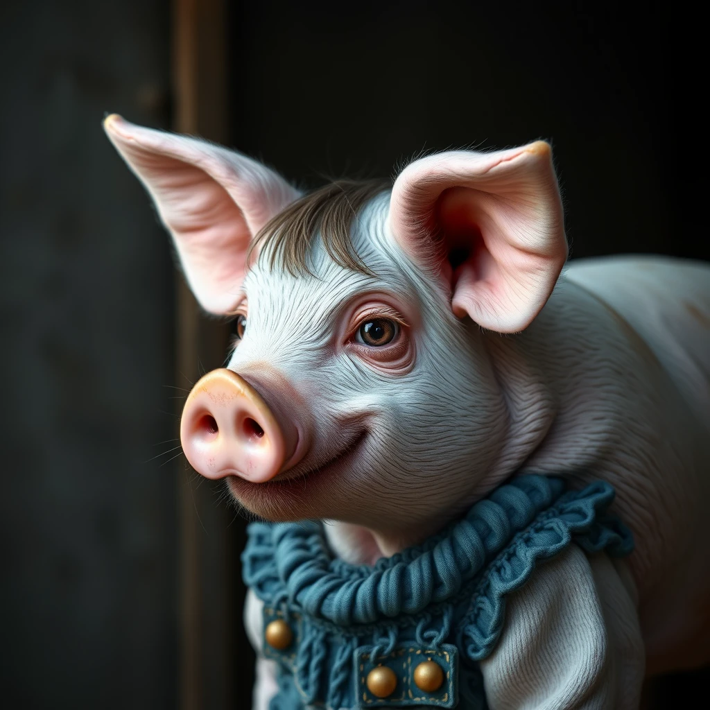 a realistic pig human hybrid girl - Image