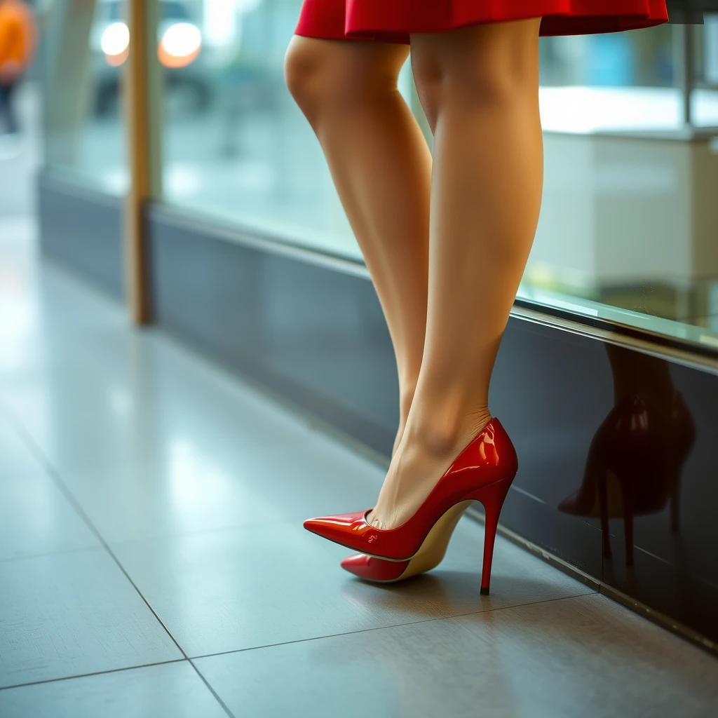 Asian lady in red heels.