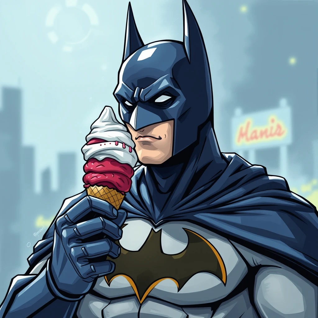 Batman having an ice cream